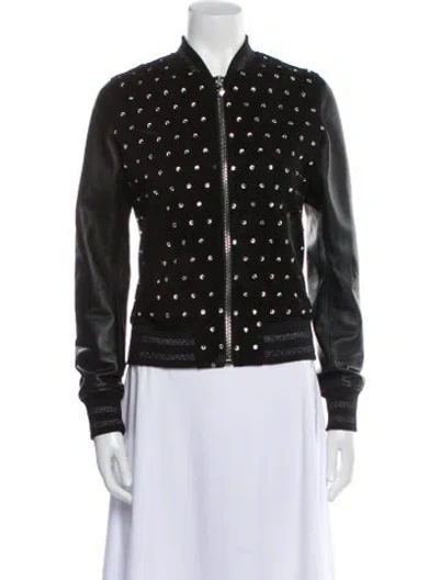 Pre-owned Philipp Plein Polka Dot Print Bomber Jacket In Black
