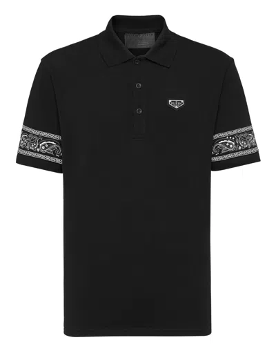 Philipp Plein Polo Shirt Paisley Gothic Plein In Black
