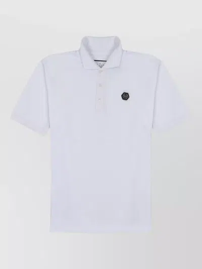 Philipp Plein Polo Shirt Short Sleeves Straight Cut Design In White