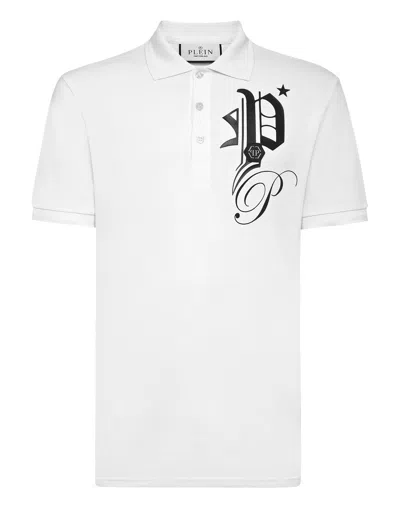 Philipp Plein Polo Shirt Ss Gothic Plein In White