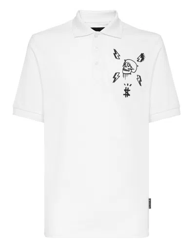 Philipp Plein Polo Shirt Ss Skull In White