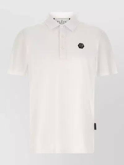 Philipp Plein Polo Shirt Straight Cut Side Slits In White