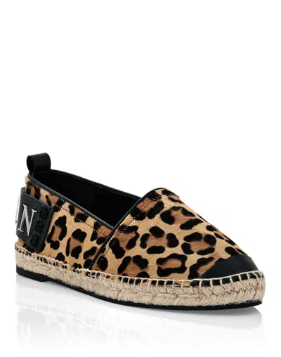 PHILIPP PLEIN PONY LEATHER ESPADRILLAS LEOPARD