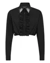 PHILIPP PLEIN POPELINE CROPPED SHIRT LS