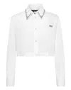 Philipp Plein Crystal-embellished Cropped Shirt In White