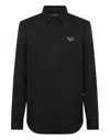 Philipp Plein Poplin Shirt Ls Iconic Plein In Black