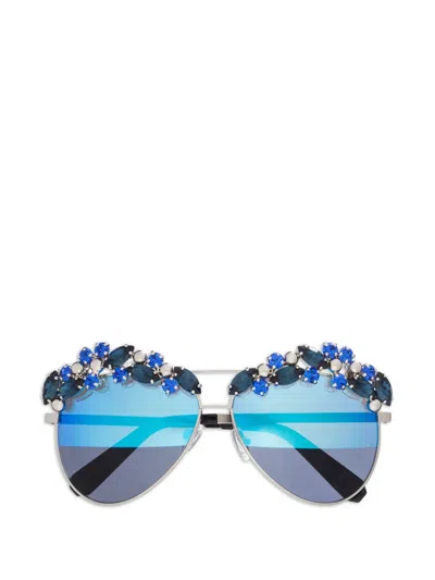 Philipp Plein Precious Stones Pilot Sunglasses In Blue