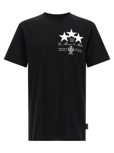 PHILIPP PLEIN PRINT AND PATCH T-SHIRT BLACK