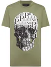 Philipp Plein T-shirt Round Neck Ss Print Skull In Green