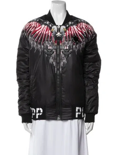 Pre-owned Philipp Plein Printed Bomber Jacket In Black