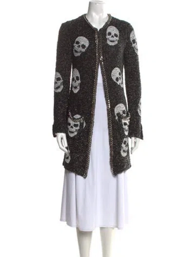 Pre-owned Philipp Plein Printed Crew Neck Sweater In Black