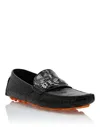 Philipp Plein Crocodile-embossed Leather Driving Shoes In Black