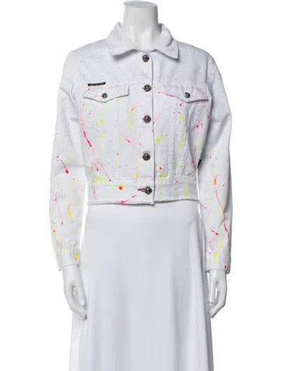 Pre-owned Philipp Plein Printed Denim Jacket In White