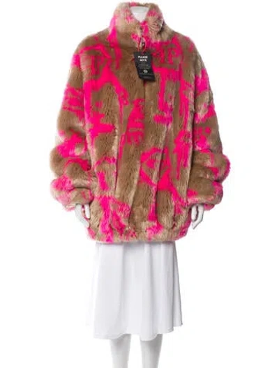 Pre-owned Philipp Plein Printed Faux Fur Jacket W/ Tags In Neutral