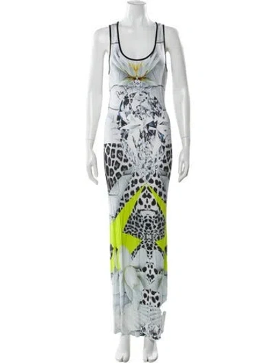 Pre-owned Philipp Plein Printed Long Dress In White