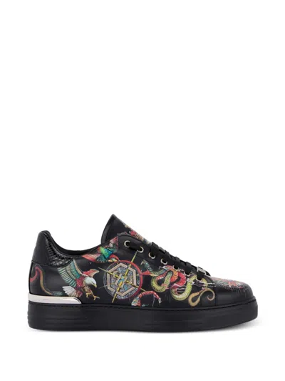 Philipp Plein Printed Low-top Sneakers In Black