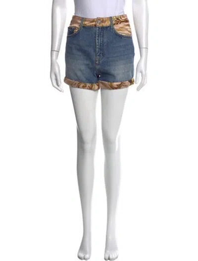 Pre-owned Philipp Plein Printed Mini Shorts In Blue