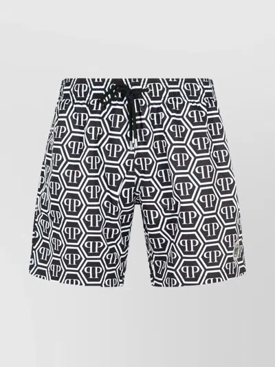 PHILIPP PLEIN PRINTED POLYESTER SWIM TRUNKS