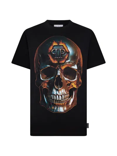 Philipp Plein Printed Round-neck T-shirt In Black