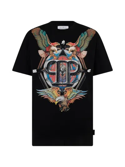 Philipp Plein Printed Round-neck T-shirt In Black