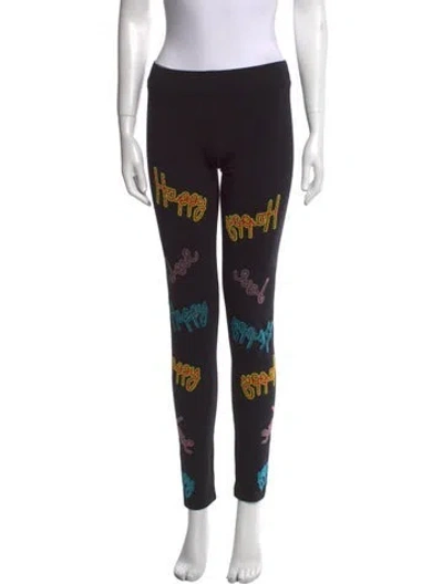 Pre-owned Philipp Plein Printed Skinny Leg Pants In Black