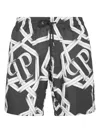 Philipp Plein Chain-print Swim Shorts In Black