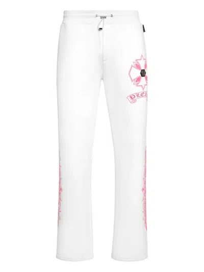 Philipp Plein Cotton Jogging Trousers With Graphic Print In White