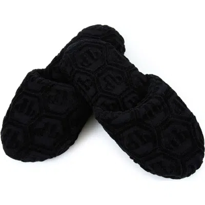 Philipp Plein Puffy Slippers Hexagon Unisex In Black