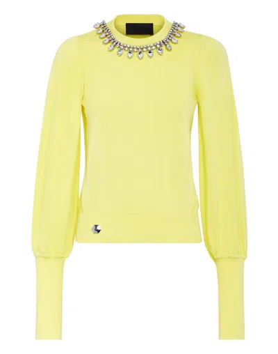Philipp Plein Pullover Ls Crystal In Yellow