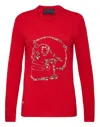 PHILIPP PLEIN PULLOVER ROUND NECK LS LOOK AT ME SKULL CRYSTAL