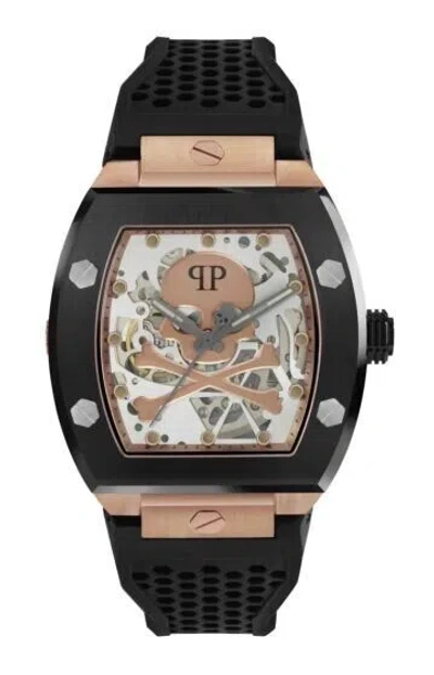 Pre-owned Philipp Plein Pwbaa0121 Men's Automatic The $keleton Silicone Band Watch