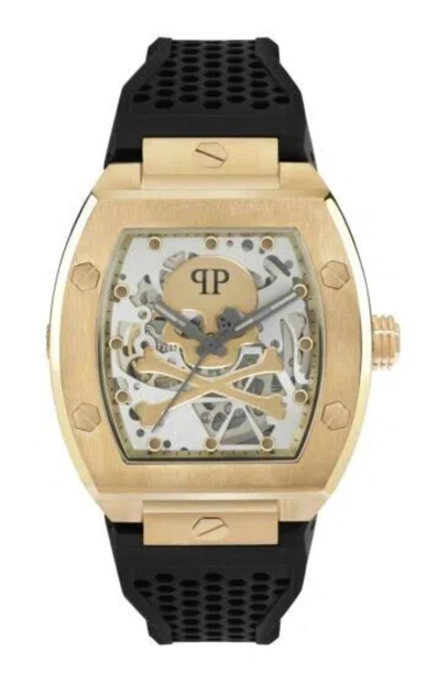 Pre-owned Philipp Plein Pwbaa0321 Men's The $keleton Gold-tone Automatic Watch