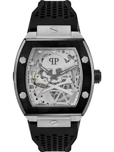 Pre-owned Philipp Plein Pwbaa2023 Mens Watch The Skeleton Automatic 44mm 5atm