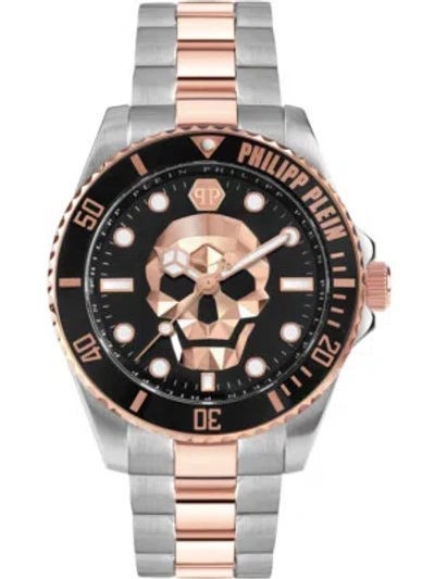 Pre-owned Philipp Plein Pwoaa0822 The $kull Diver Mens Watch 44mm 10atm