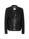 Philipp Plein Python Leather Biker Jacket In Black