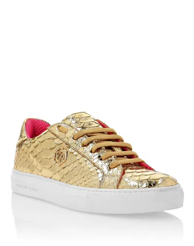 Philipp Plein Python Lo-top Sneakers Gold