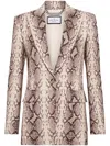 Philipp Plein Python-print Satin Blazer In Nude
