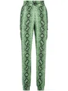 Philipp Plein Python-print Satin Cargo Trousers In Green