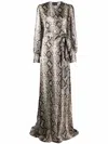 Philipp Plein Python-print Silk Long Dress In Neutrals