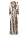 Philipp Plein Python Silk Print Long Dress In Silver