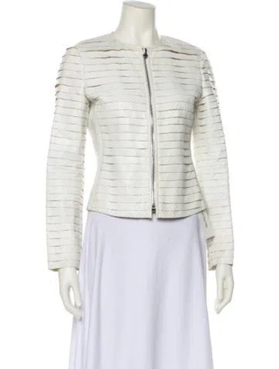 Pre-owned Philipp Plein Python Striped Jacket In White
