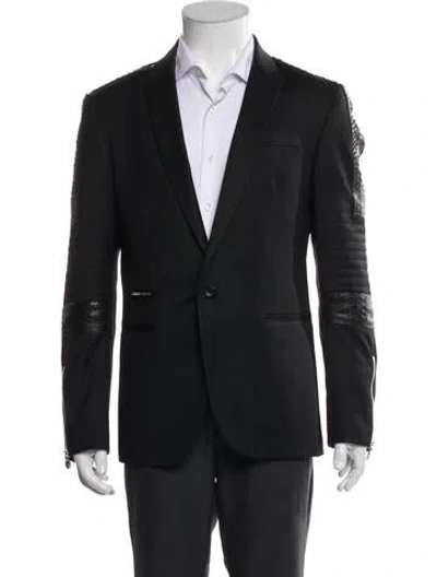 Pre-owned Philipp Plein Python Trimmed Blazer In Black
