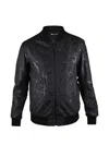 Philipp Plein Python-effect Leather Bomber Jacket In Black