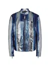 Philipp Plein Python-leather Biker Jacket In Blue