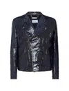 Philipp Plein Python-leather Biker Jacket In Blue