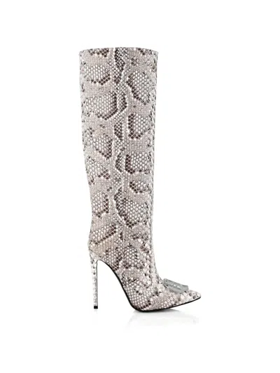 Philipp Plein Python-skin Jewel Monogram Boots In Animal Print