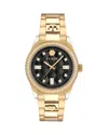 Philipp Plein Queen Crystal Watch With Black Guilloche Dial In Black/gold