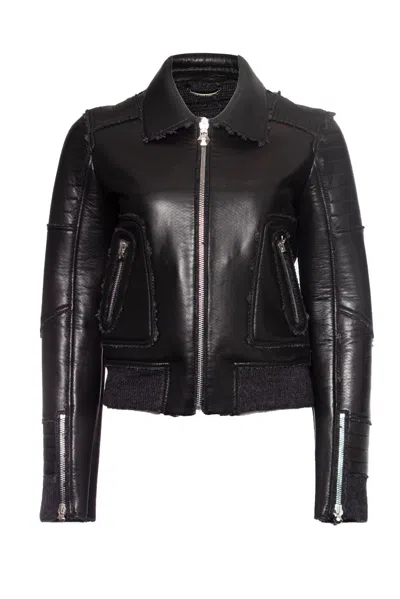 Philipp Plein Quilted Leather Jacket In Black