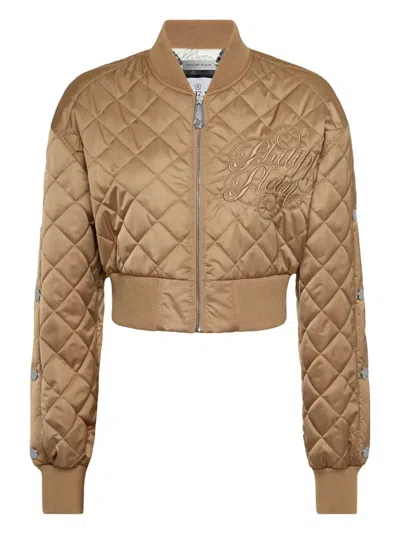 Philipp Plein Quilted Logo-embroidered Jacket In Multi
