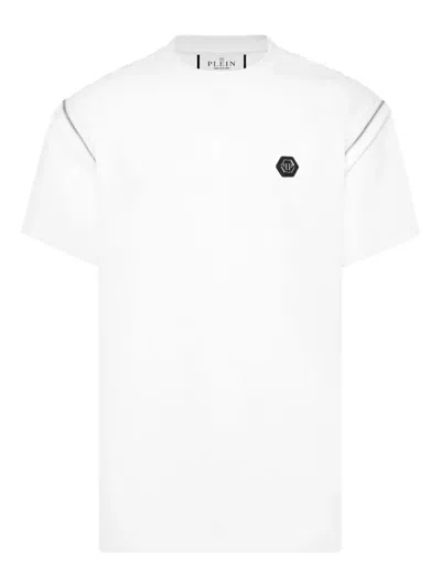 Philipp Plein Quilted-shoulder Short-sleeve T-shirt In White